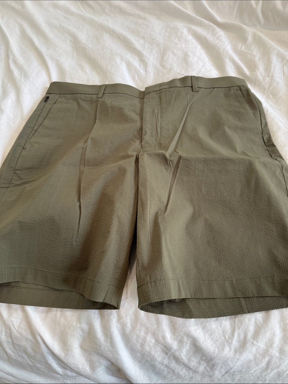 J. Crew Olive Green Flat-Front Men's Seersucker Shorts